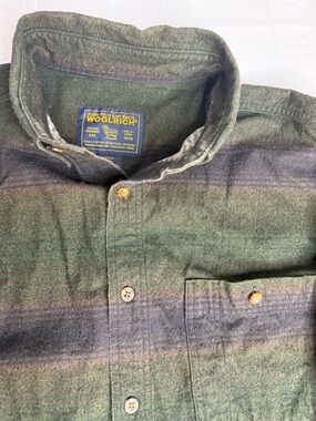 Woolrich Flannel Shirt Mens XXL Green Plaid Button Up Heavy Cotton